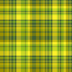Seamless pattern in positive yellow and dark and bright green colors for plaid, fabric, textile, clothes, tablecloth and other things. Vector image.
