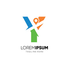 Letter Y Map Location Logo Design Vector Icon Graphic Emblem Illustration Background Template