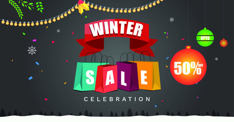 Christmas Sale banner, Season Sale Banner, Website Banner Vector Design