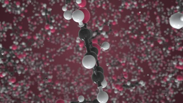 Pyrocatechol molecule made with balls, scientific molecular model. Looping 3D animation or motion background