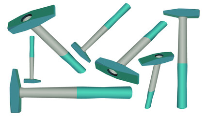 set of hammers isolated on white background, hammer vector illustration