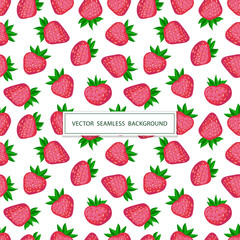 Strawberry hand drawn seamless pattern on white  background for typography, textiles or packaging design.