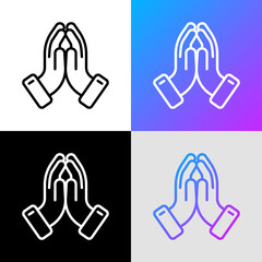 Praying hands thin line icon. Modern vector illustration of faith gesture.