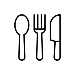 Cutlery set thin line icon. Fork, knife, spoon. Cooking. Modern vector illustration.