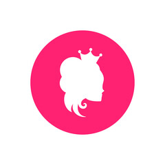 Beautiful princess with crown. Women's elegant silhouette with beautifull hairstyle. Female face in profile.
