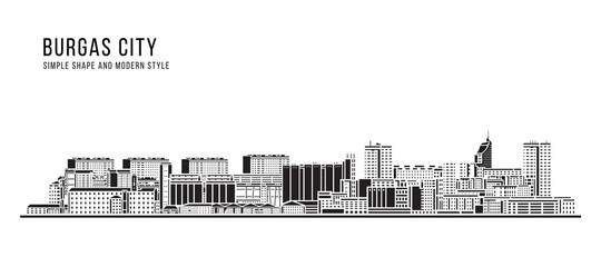 Fototapeta premium Cityscape Building Abstract Simple shape and modern style art Vector design - Burgas city