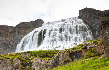 Dynjandi is the most famous waterfall of the West Fjords, Iceland
