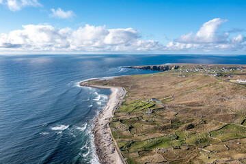 Fototapeta na wymiar Aerial view of the beautiful coastline of Gweedore : Bloody foreland and Brinlack - County Donegal, Ireland
