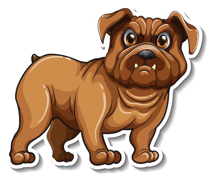 Brown bulldog cartoon sticker