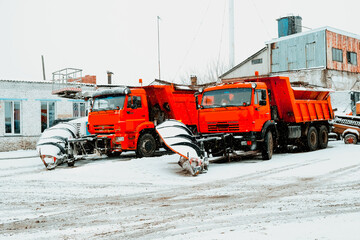 snow plowing equipment in the syberia, Russia