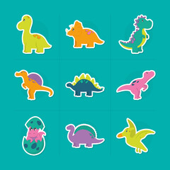 cute dinosaurs icon set