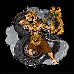 culture hero illustration fighting dragon