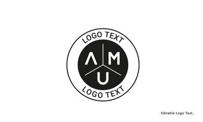 Vintage Retro AMU Letters Logo Vector Stamp 