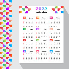 Simple and Colorful 2022 Wall Calendar and Planner With Gradient Pattern