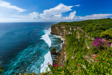 Coast near Uluwatu temple in Bali Indonesia