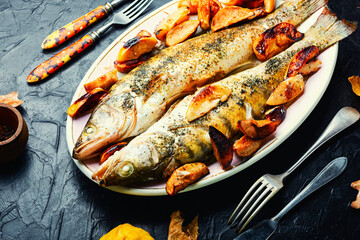 Delicious diet fish, seasonal recipe.