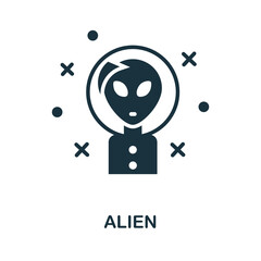 Alien icon. Monochrome sign from space collection. Creative Alien icon illustration for web design, infographics and more