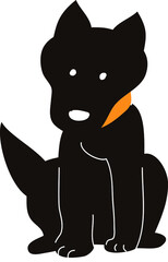 お座りするかわいい黒い犬のベクターイラスト