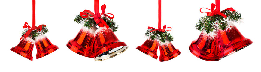 Set of Christmas bells with a red bow