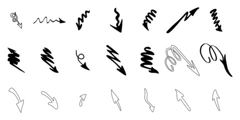 Hand drawn arrow set. illustration isolated on white background