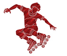 Roller blade Player Extreme Sport Cartoon Graphic Vector - obrazy, fototapety, plakaty