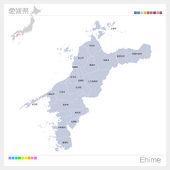 愛媛県の地図・Ehime・市町村名