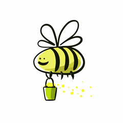 The Cheerful Bee drawing is made on a white background