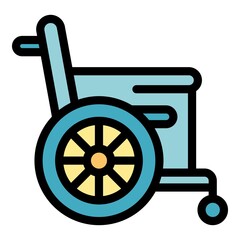 Classic wheelchair icon. Outline classic wheelchair vector icon color flat isolated