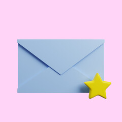 3d illustration of envelope icon with star