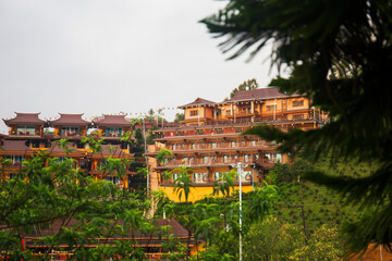 Fototapeta premium Mae Hong Son / Thailand - November 1 2021: Baan Rak Thai Village in a bright day.