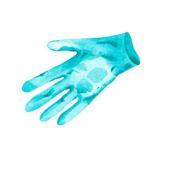 Watercolor medical glove on a white background