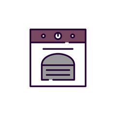 Oven household baking appliance. Pixel perfect, editable stroke colourful icon