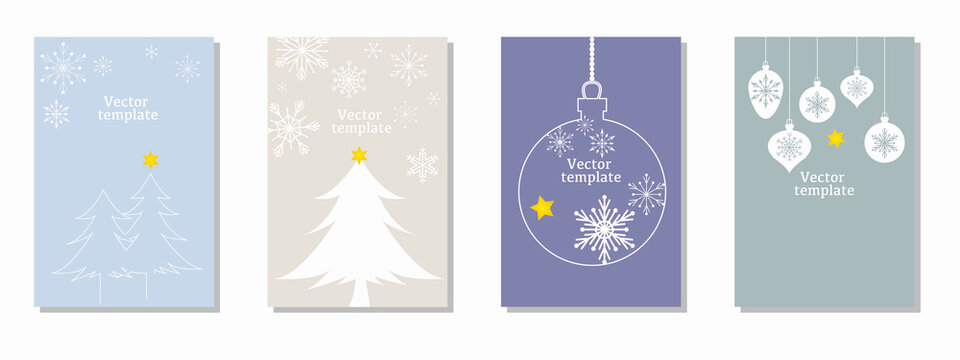 Set of Winter holiday vector template. Christmas, Winter holiday frames. Vector illustration.