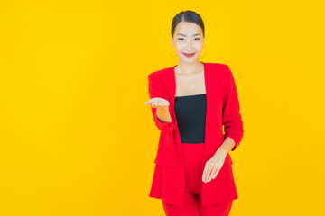 Portrait beautiful young asian woman smile with action