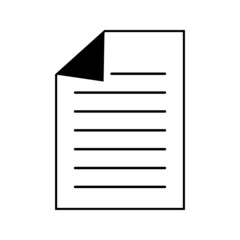 Simple flat black and white document icon. Paper sheet vector symbol
