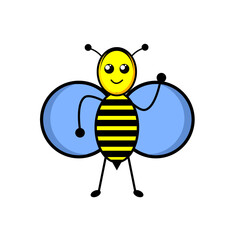 Smiling bee clipart. Bee vector. Bee mascot.
