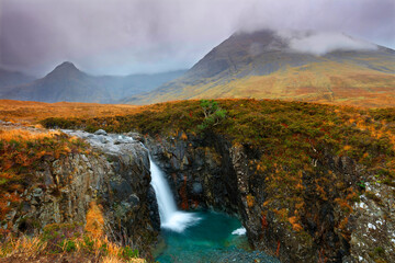 Fototapeta premium Fairy Pools in Autumn, Glen Brittle, Isle of Skye, Scotland, UK.
