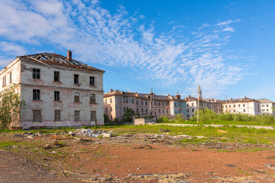A completely abandoned Polar settlement. Sovetsky, Vorkuta, Russia.