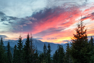 Sunset in the mountains