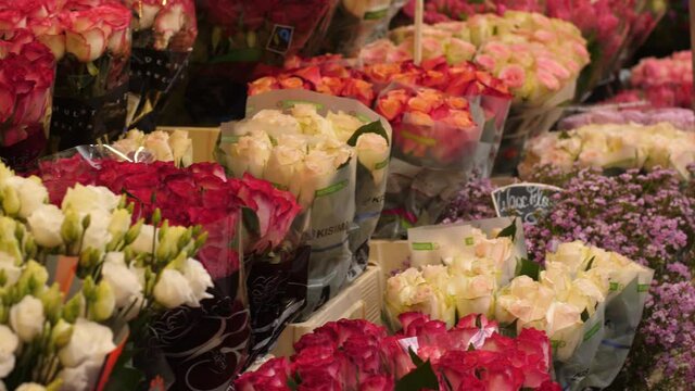 Paris street market with many flowers showcase layout for sale
