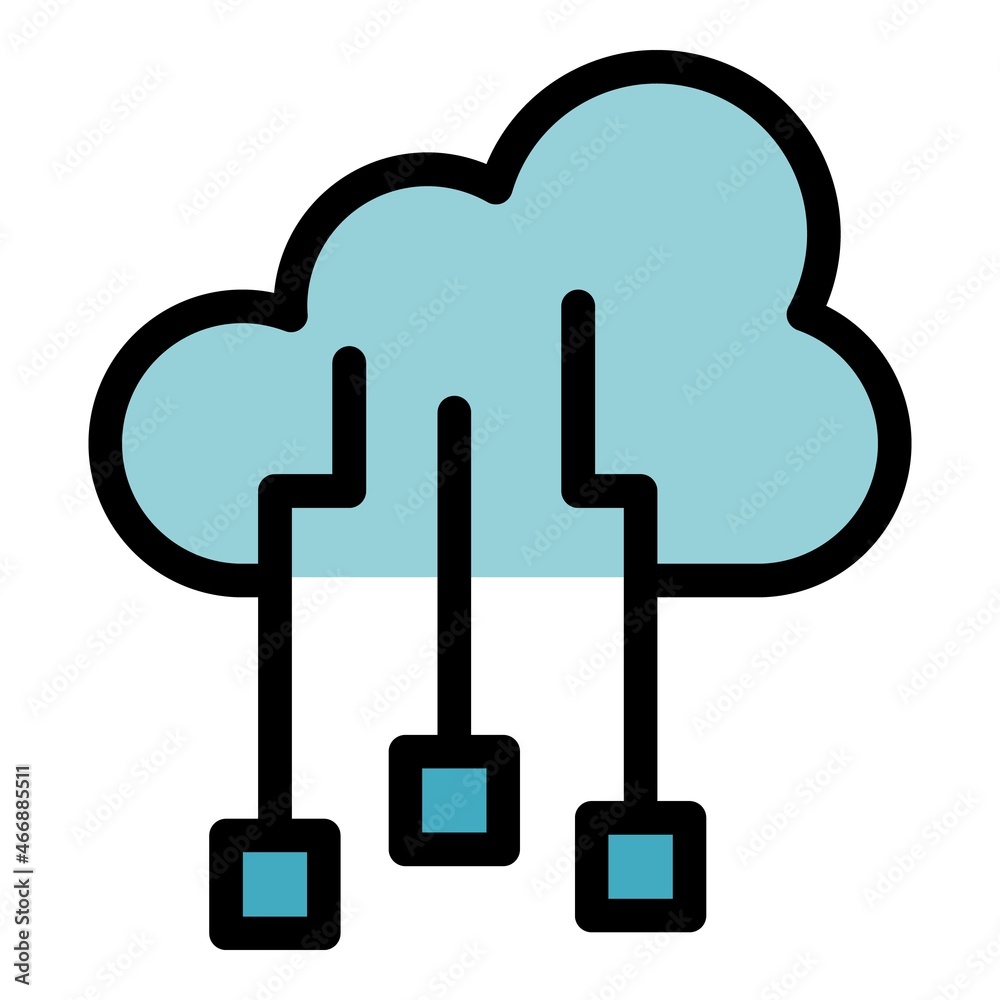 Poster cloud secure date icon. outline cloud secure date vector icon color flat isolated