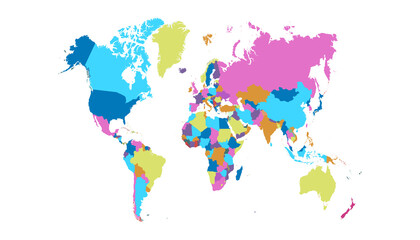 Fototapeta na wymiar World map. Color vector modern. Silhouette map.