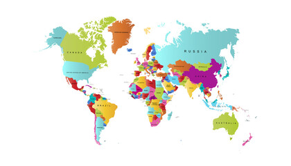 Obraz na płótnie Canvas World map. Color vector modern. Silhouette map.