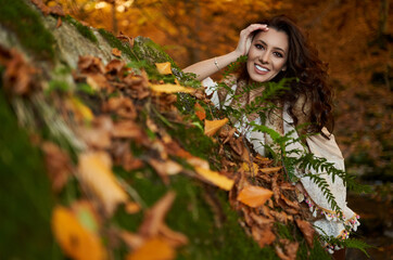 Beautiful young woman, autumnal portrait