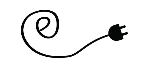 Slogan e charging point symbol. Electric cable plug, battery charger for e-bike, bicycle, car or scooter parking, power station signs. Flat vector vehicle plugging signs. Cartoon, comig pictogram.