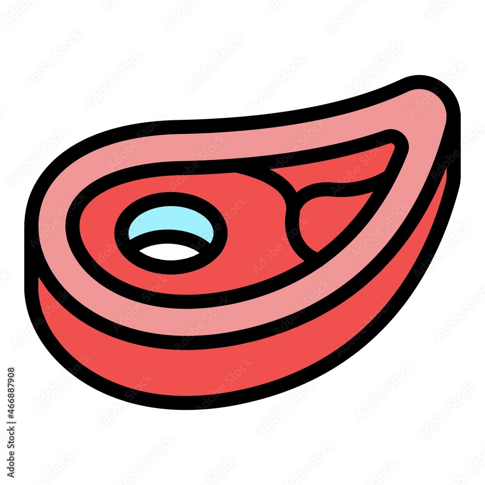 Canvas Prints Meat steak icon. Outline meat steak vector icon color flat isolated - Canvas Prints