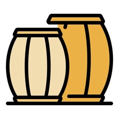 Barrel icon. Outline barrel vector icon color flat isolated