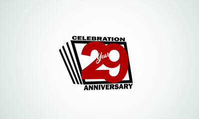 29 year anniversary celebration, book design style black and red color for event, birthday, gift card, poster-vector