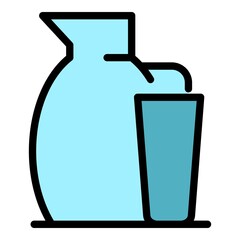 Milk pitcher icon. Outline milk pitcher vector icon color flat isolated