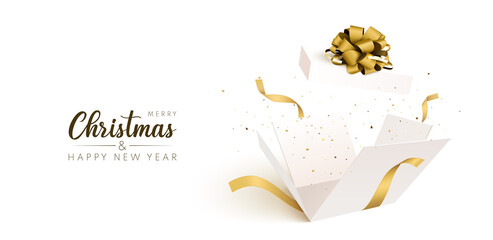 Happy New Year and Merry Christmas banner. 2022 vector background. Christmas greeting card.